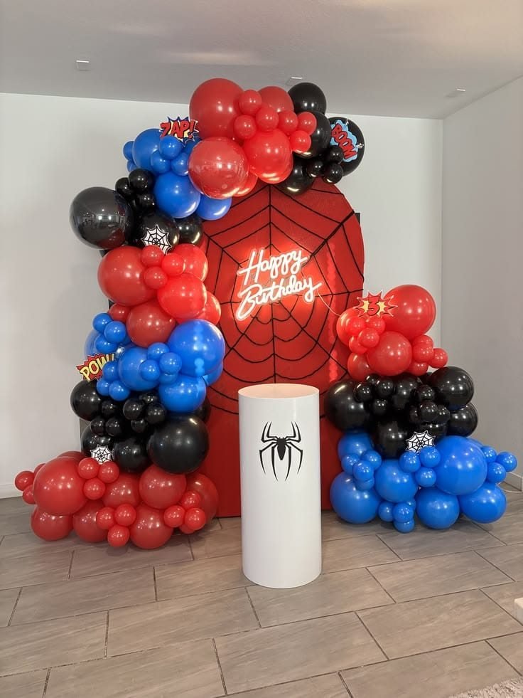 Colourful birthday balloon decoration setup by Marvel Events Planner in Bengaluru